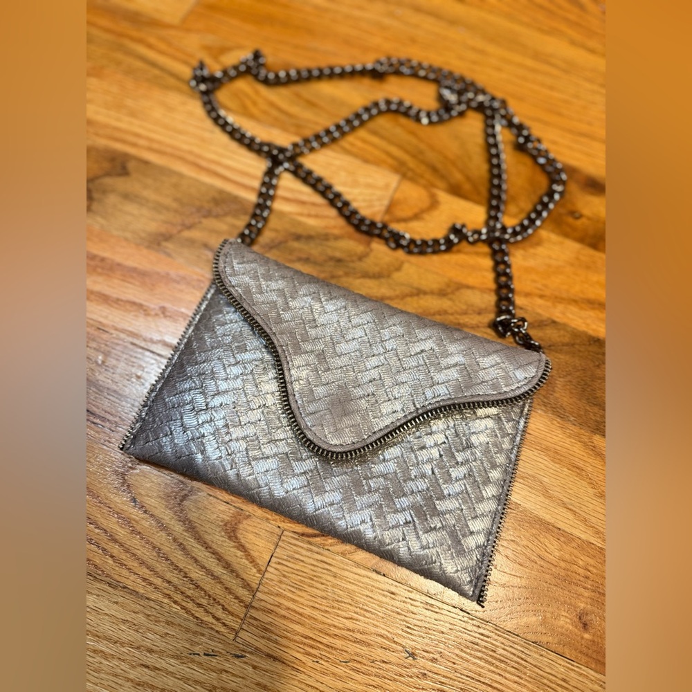 J.J. Winters Crossbody Envelope Purse Chain Strap Pewter